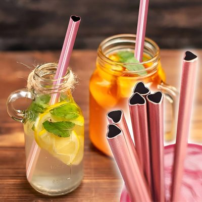 Romantična ružičasta slamka u obliku srca za višekratnu upotrebu | HEARTSTRAW